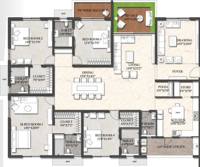 4 BHK Flat in Rajapushpa Aurelia in Tellapur, Hyderabad - Image 732536