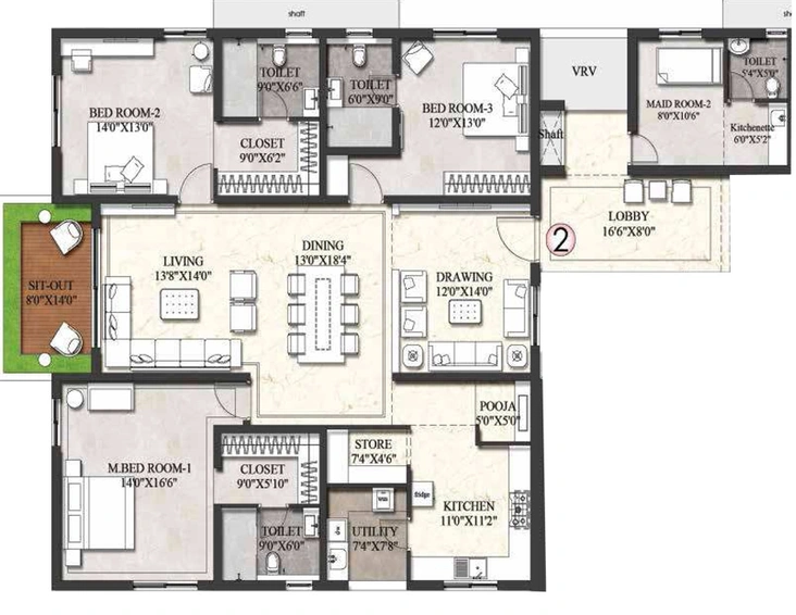 3 BHK Flat in Rajapushpa Aurelia in Tellapur, Hyderabad - Image 732533