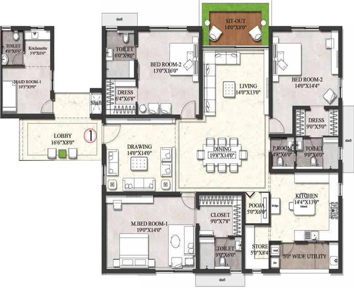 3 BHK Flat in Rajapushpa Aurelia in Tellapur, Hyderabad - Image 732534