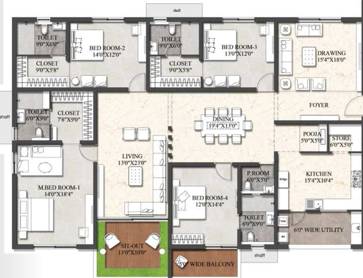 4 BHK Flat in Rajapushpa Aurelia in Tellapur, Hyderabad - Image 732535