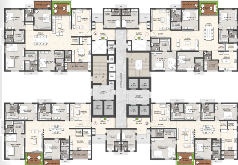 Floor Plan of Rajapushpa Aurelia in Tellapur, Hyderabad - Image 110519