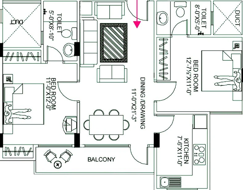 2 BHK Flat in Anukampa Hanging Gardens in Ajmer Road, Jaipur - Image 816693
