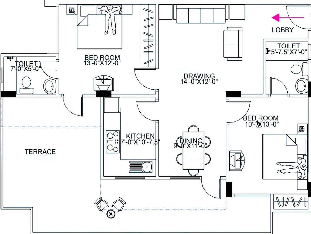 2 BHK Flat in Anukampa Hanging Gardens in Ajmer Road, Jaipur - Image 816696