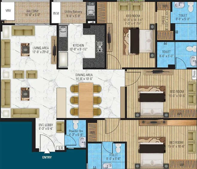 3 BHK Flat in Pearl Fortune in Bapu Nagar, Jaipur - Image 816620