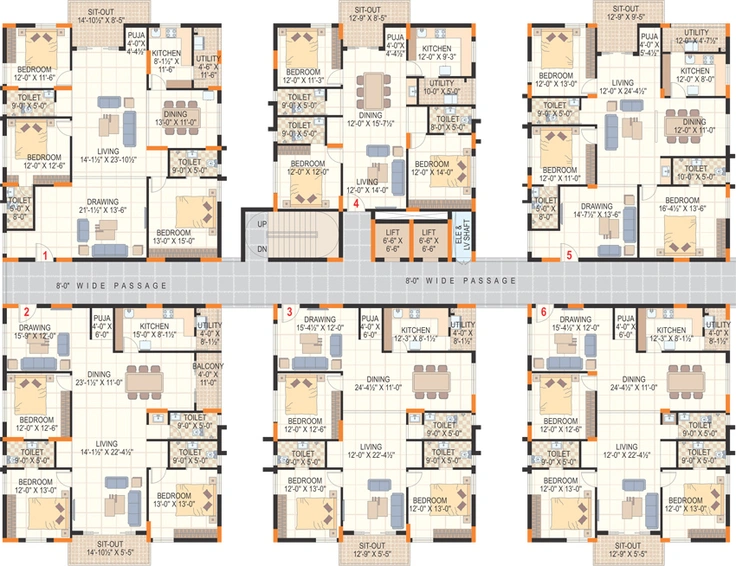 Floor Plan of Super Homes Abhirama in LB Nagar, Hyderabad - Image 108635