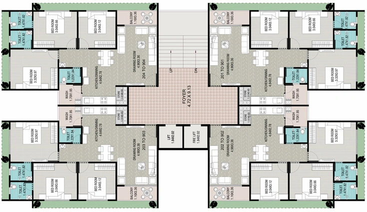Floor Plan of Madhav Skyline in Raysan, Gandhinagar - Image 108651