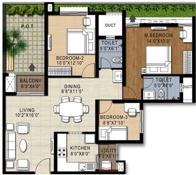3 BHK Flat in Doshi Risington in Karapakkam, Chennai - Image 801118