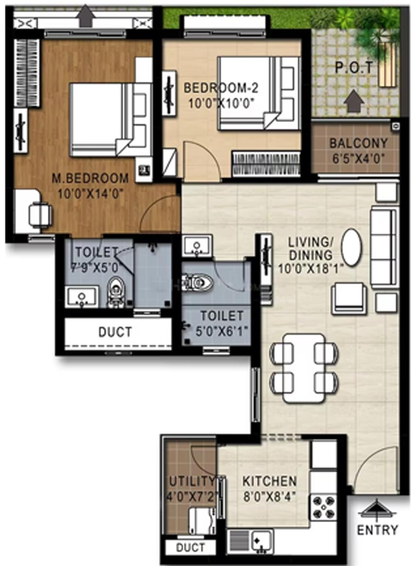 2 BHK Flat in Doshi Risington in Karapakkam, Chennai - Image 801117