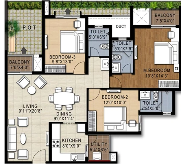 3 BHK Flat in Doshi Risington in Karapakkam, Chennai - Image 801120