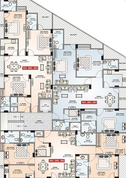 Floor Plan of Pearl Parkview in Bapu Nagar, Jaipur - Image 170927