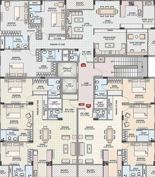 Floor Plan of Pearl Blossom in Bapu Nagar, Jaipur - Image 170905