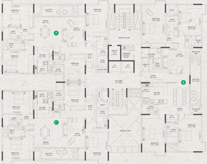 Floor Plan of Appaswamy Clover By The River in Kotturpuram, Chennai - Image 128126