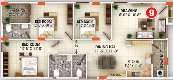 3 BHK Flat in Rathi Sri Tirumala Golden Gate in Shamsher Gunj, Hyderabad - Image 723104