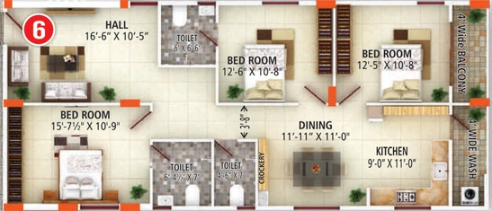 3 BHK Flat in Rathi Sri Tirumala Golden Gate in Shamsher Gunj, Hyderabad - Image 723105