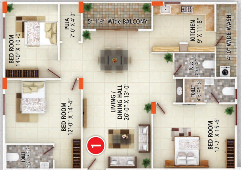 3 BHK Flat in Rathi Sri Tirumala Golden Gate in Shamsher Gunj, Hyderabad - Image 723107