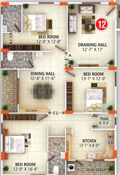 3 BHK Flat in Rathi Sri Tirumala Golden Gate in Shamsher Gunj, Hyderabad - Image 723108