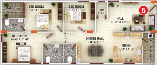 3 BHK Flat in Rathi Sri Tirumala Golden Gate in Shamsher Gunj, Hyderabad - Image 723106