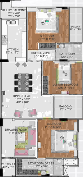 3 BHK Flat in DND The Savoye in Civil Lines, Jaipur - Image 816607