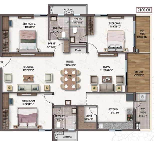 3 BHK Flat in Sukhii Tatva in Nallagandla, Hyderabad - Image 732875