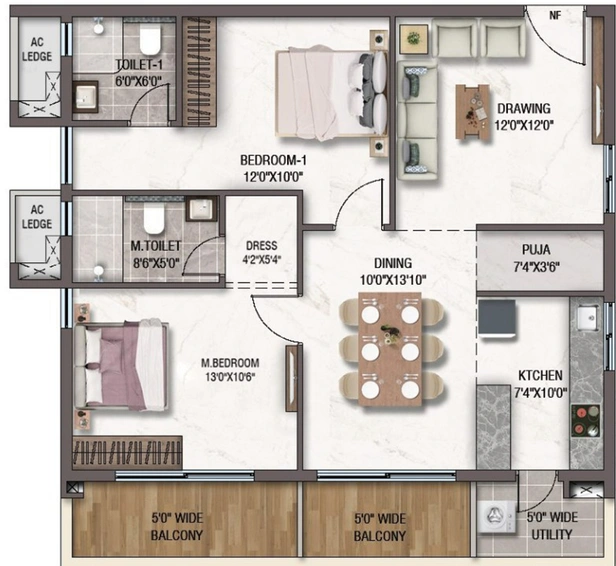 2 BHK Flat in Sukhii Tatva in Nallagandla, Hyderabad - Image 732870