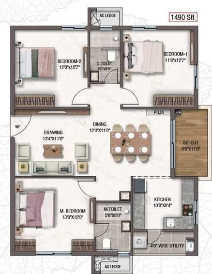 3 BHK Flat in Sukhii Tatva in Nallagandla, Hyderabad - Image 732871