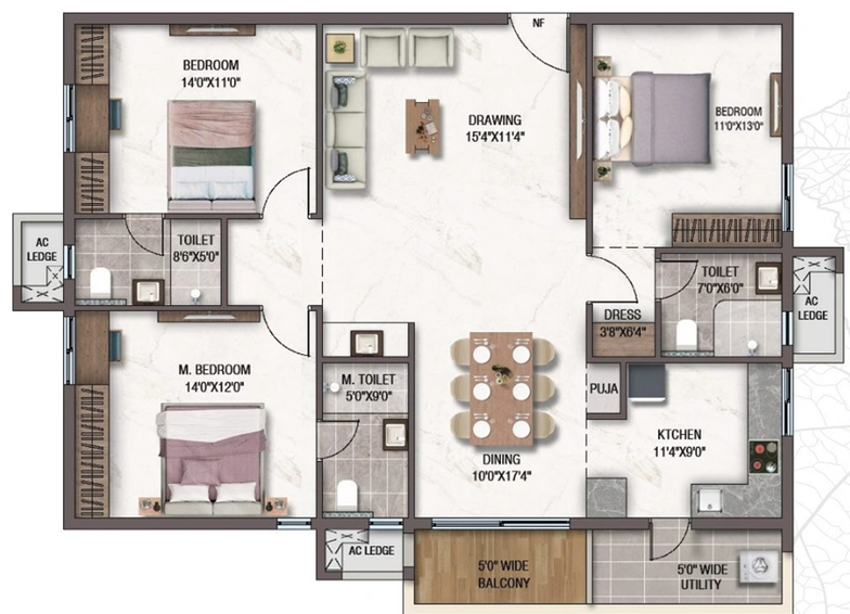 3 BHK Flat in Sukhii Tatva in Nallagandla, Hyderabad - Image 732872