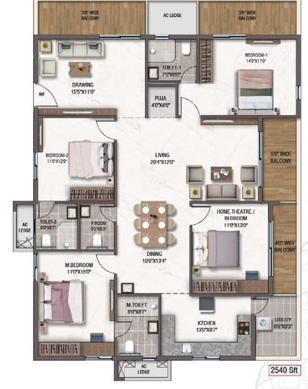 3 BHK Flat in Sukhii Tatva in Nallagandla, Hyderabad - Image 732876