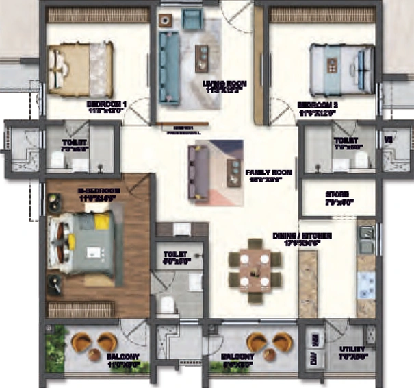 3 BHK Flat in Vasavi Crown East in Uppal, Hyderabad - Image 732891