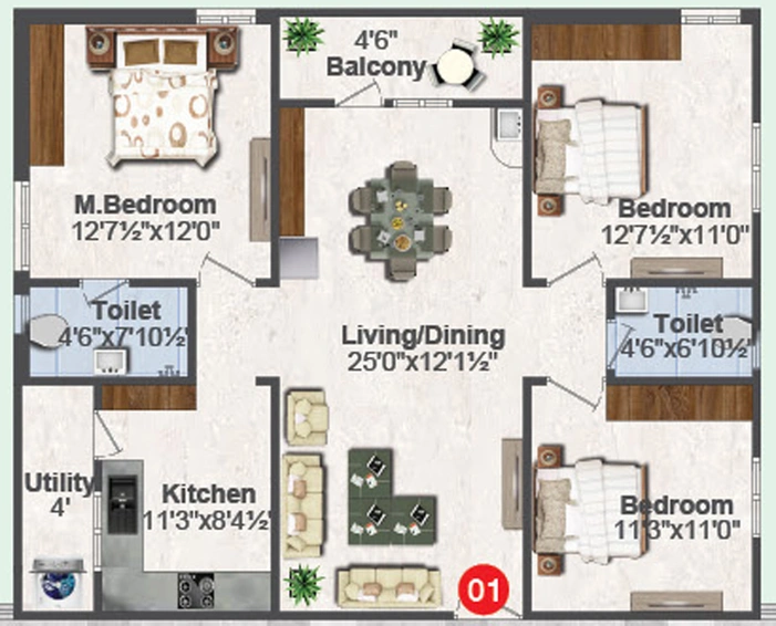 3 BHK Flat in Shree Krishna Homes in Kompally, Hyderabad - Image 732915