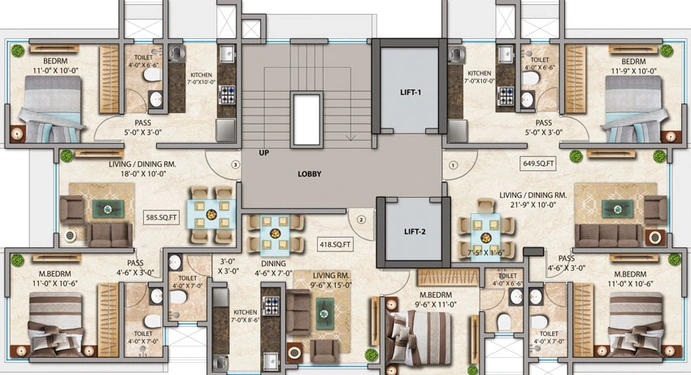 Floor Plan of Supreme Prasanna in Kandivali West, Mumbai - Image 28687