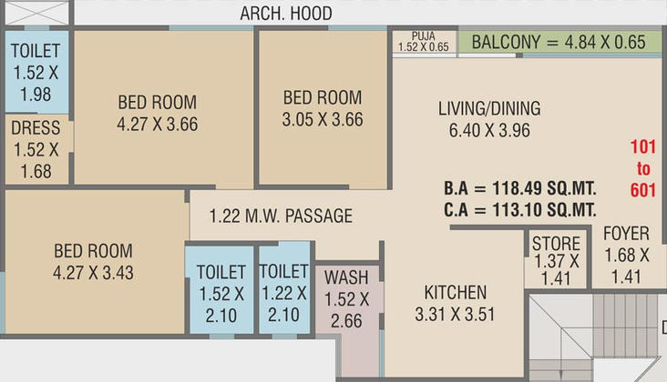 3 BHK Flat in Atharva Param Sapphire in Harni, Vadodara - Image 729622