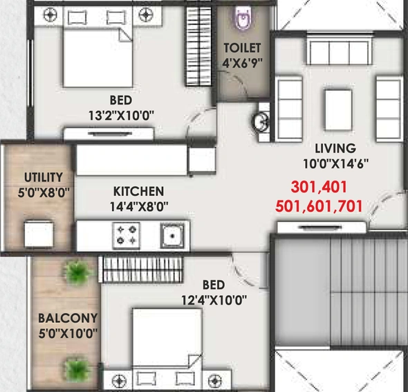2 BHK Flat in Daksh Hillsyde in Pathardi Phata, Nashik - Image 724426