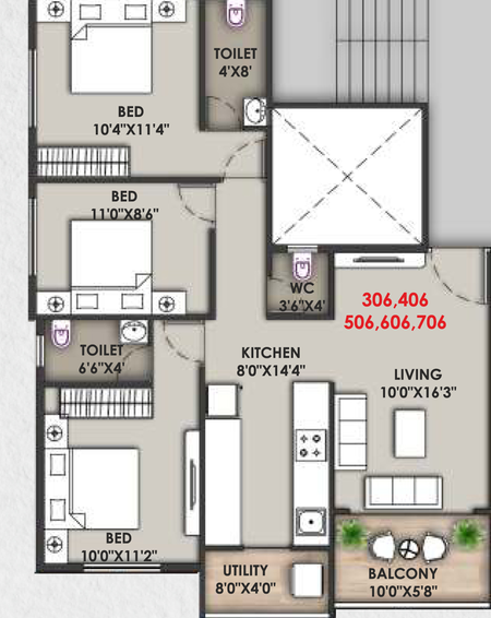 3 BHK Flat in Daksh Hillsyde in Pathardi Phata, Nashik - Image 724427