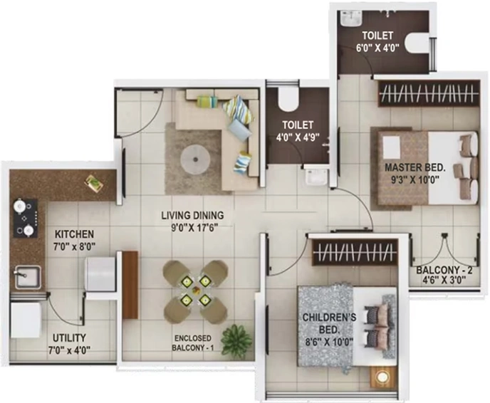 2 BHK Flat in Samraat Apna Ghar in Gangapur Road, Nashik - Image 724442