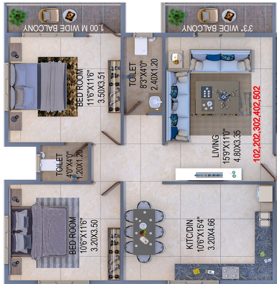2 BHK Flat in Sarode Vrundavan Park in Pathardi Phata, Nashik - Image 724501