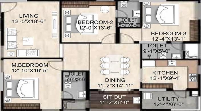 3 BHK Flat in MVV GV The Grand in Madhurawada, Visakhapatnam - Image 809699