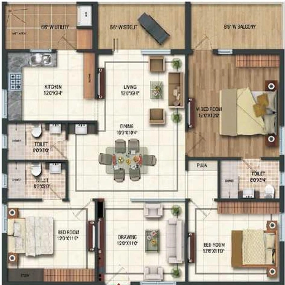 3 BHK Flat in Lansum Greens in Madhurawada, Visakhapatnam - Image 819006