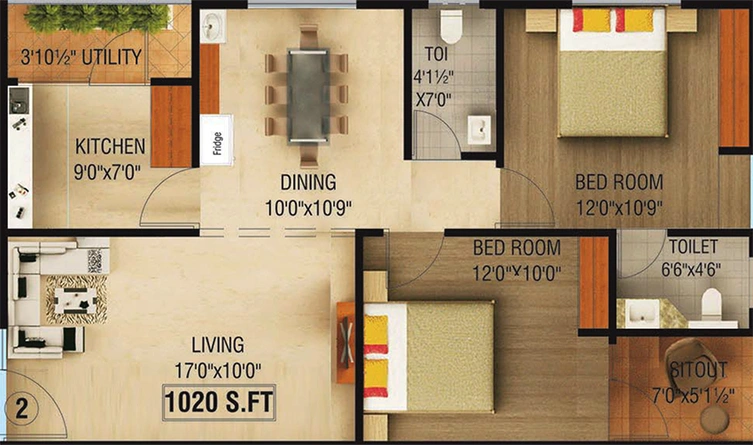 2 BHK Flat in Bhoomatha Thanus Castle in Madhurawada, Visakhapatnam - Image 818920