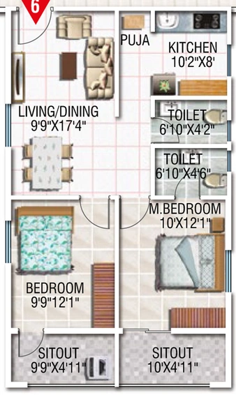 2 BHK Flat in Modi Esteem in Mallampet, Hyderabad - Image 725013