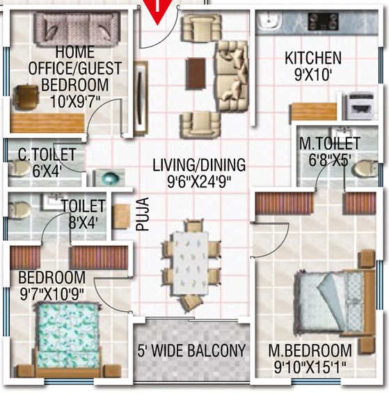2 BHK Flat in Modi Esteem in Mallampet, Hyderabad - Image 725015