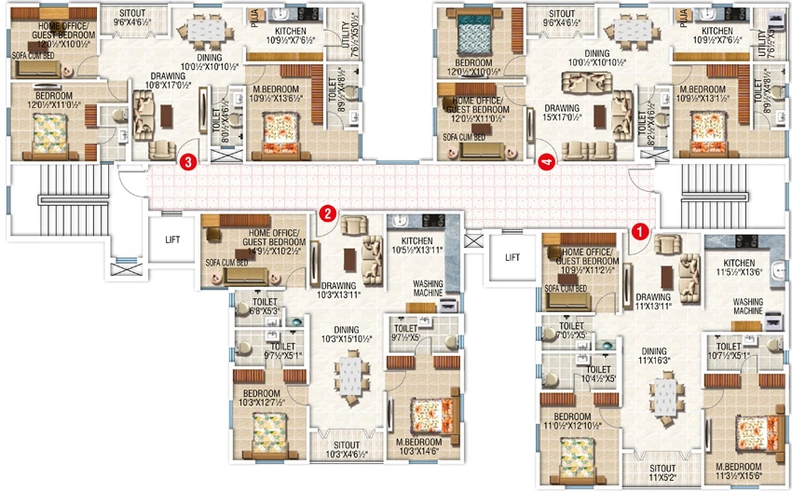 Floor Plan of Modi Sterling Heights in Kompally, Hyderabad - Image 109002
