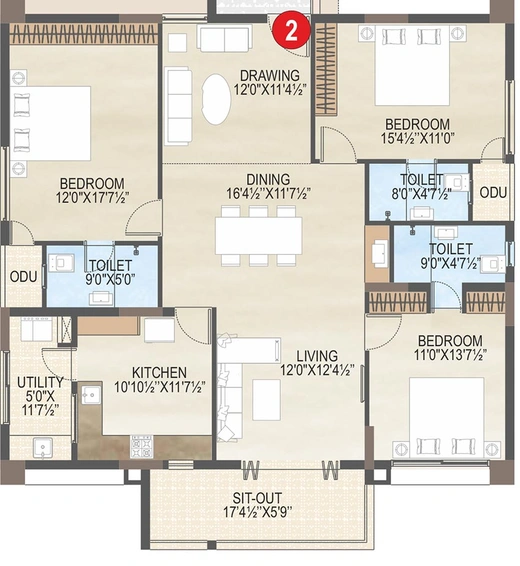 3 BHK Flat in Vaisakhi Skypark in Yendada, Visakhapatnam - Image 809786