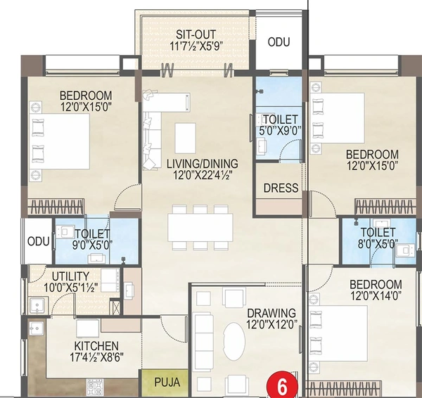 3 BHK Flat in Vaisakhi Skypark in Yendada, Visakhapatnam - Image 809787