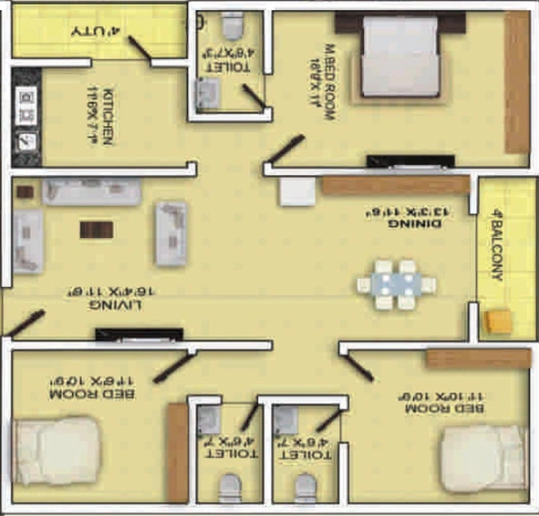 3 BHK Flat in Abhilash Anand Arcade in Madhurawada, Visakhapatnam - Image 818925