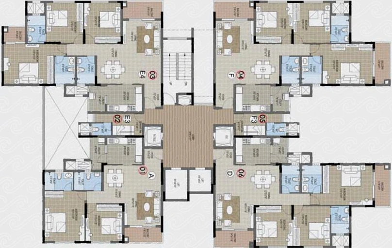 Floor Plan of Purva Palm Beach in Hennur Road, Bangalore - Image 111440