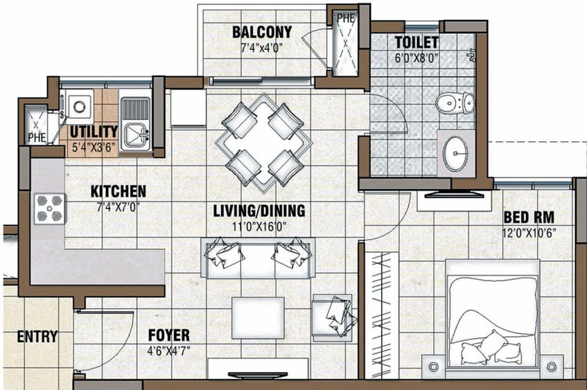 1 BHK Flat in Prestige Tranquility in Budigere Road, Bangalore - Image 725415