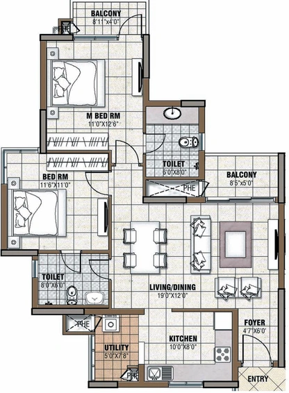 2 BHK Flat in Prestige Tranquility in Budigere Road, Bangalore - Image 725417