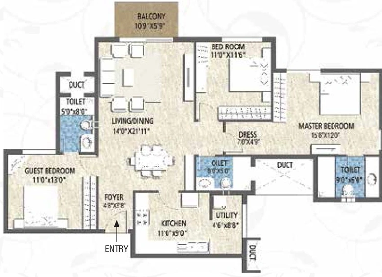 3 BHK Flat in Purva Skywood in Sarjapur, Bangalore - Image 725480