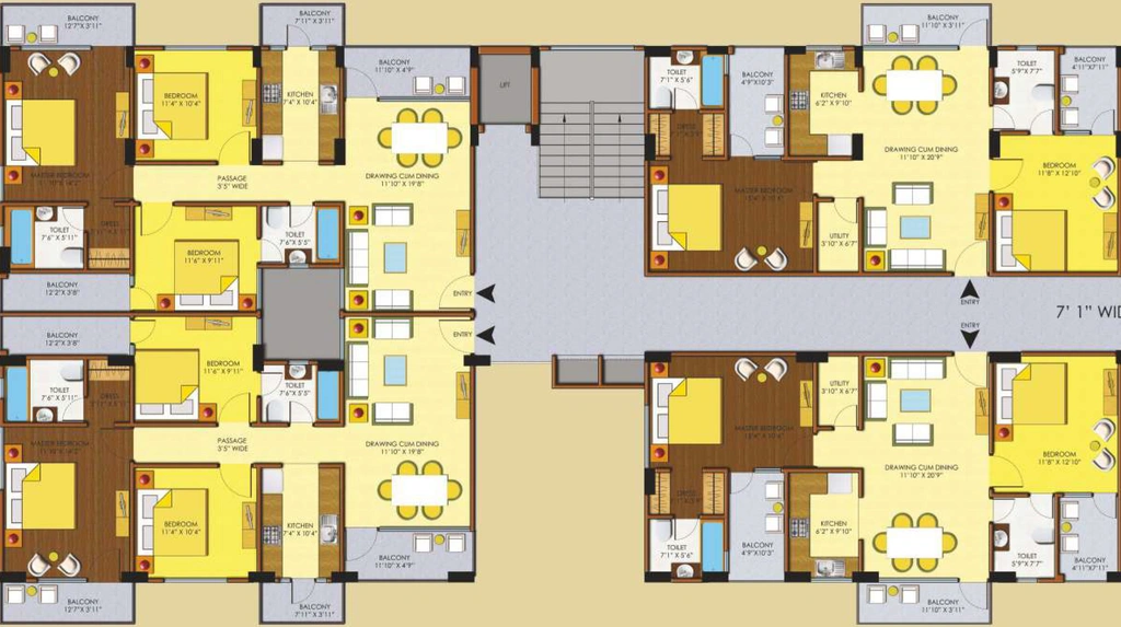 Floor Plan of Fairdeal Indraprastha Residency in Amar Shaheed Path, Lucknow - Image 177473