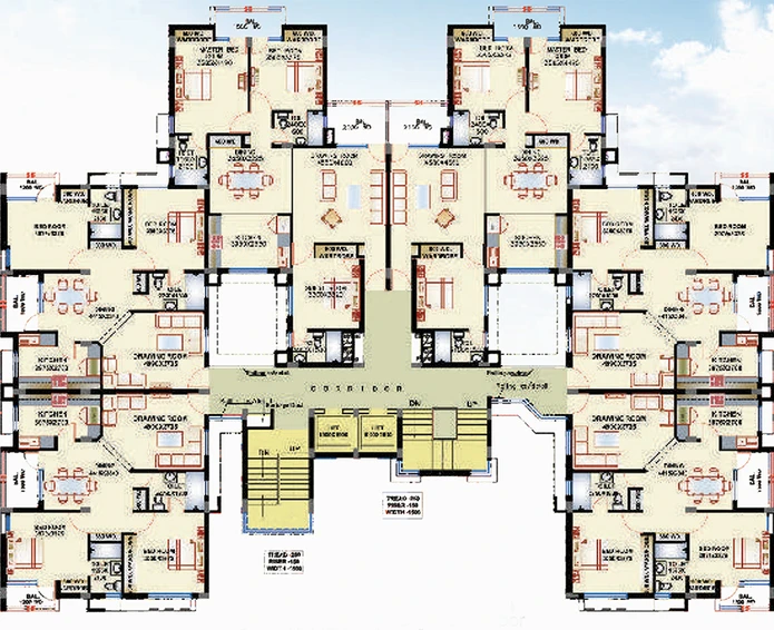 Floor Plan of Omega Orchid Heights in Faizabad Road, Lucknow - Image 177497